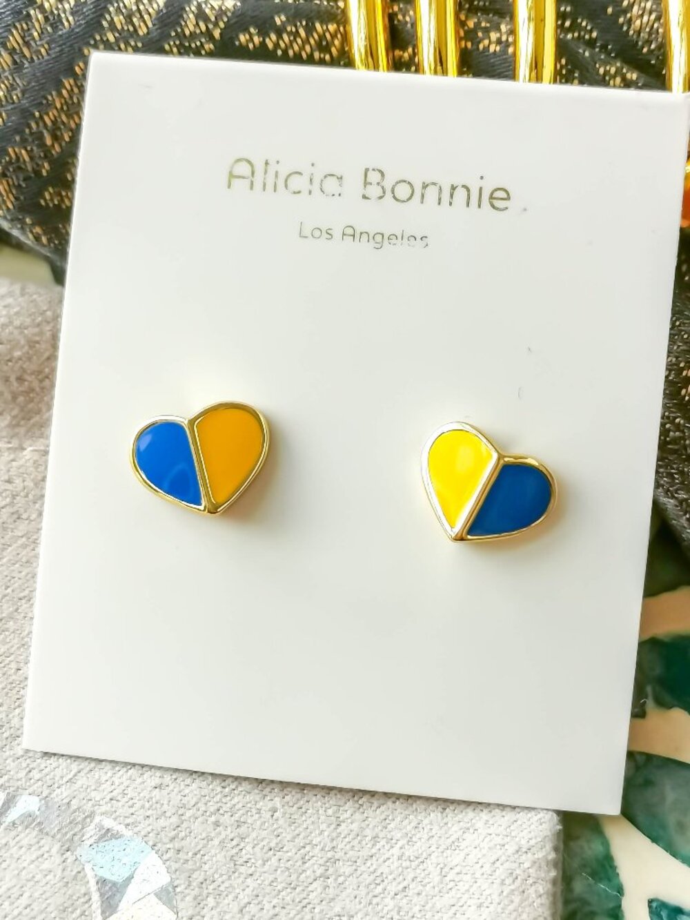 Alicia Bonnie Stand Together Gold Stud earrings NEW